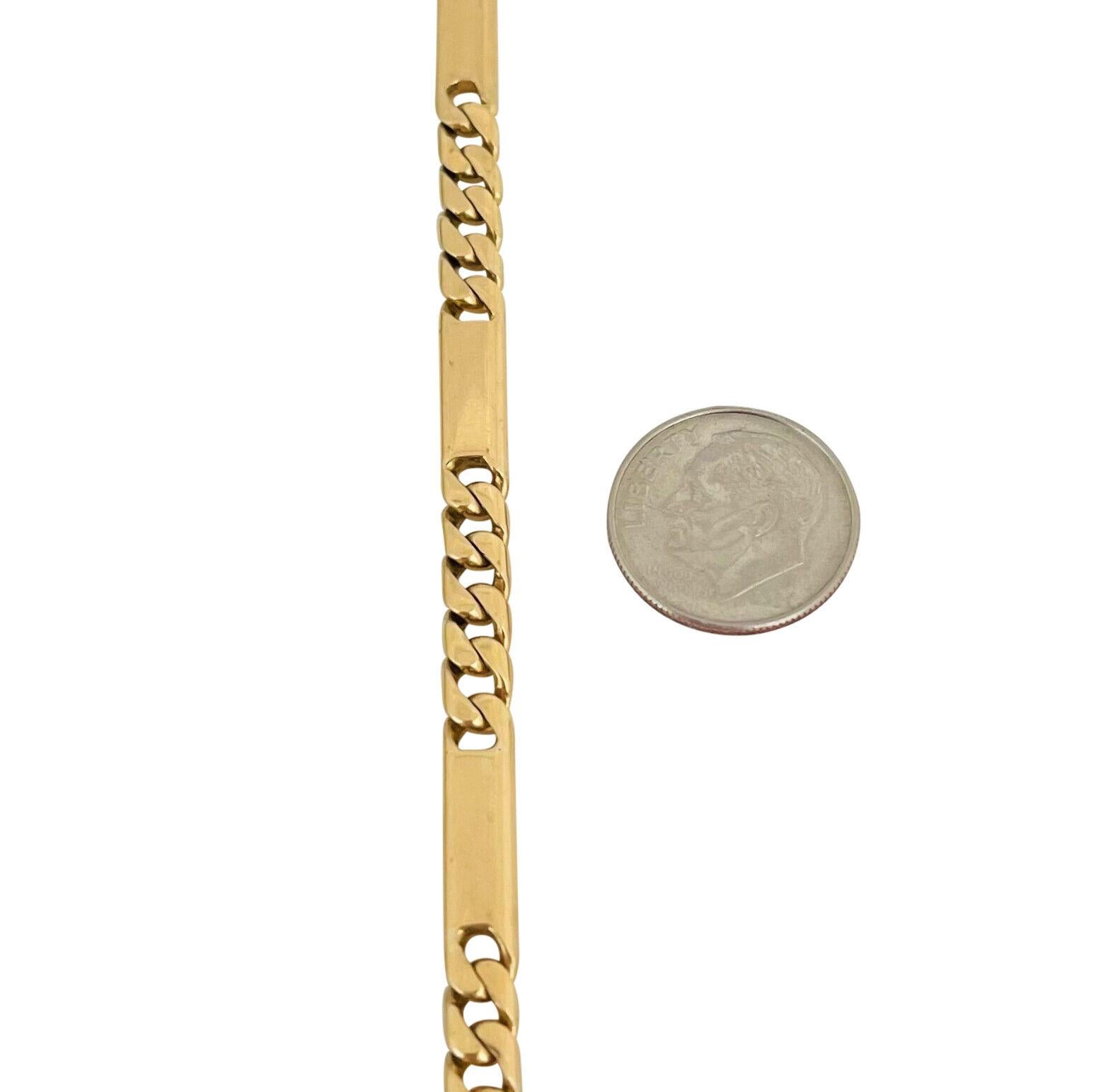 Collier à chaîne à maillons en or jaune 18 carats massif et à barres 1