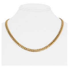 18 Karat Yellow Gold Solid Heavy Curb Link Chain Necklace