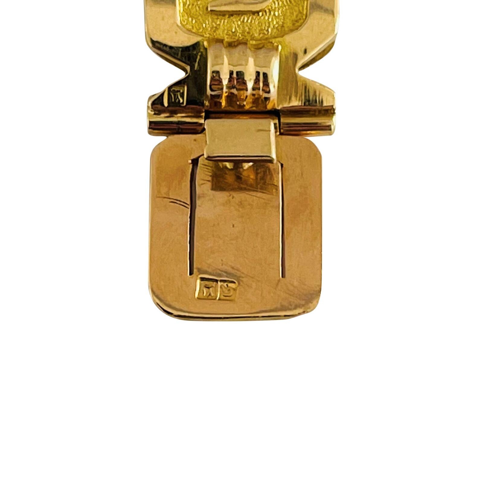 18 Karat Yellow Gold Solid Heavy Egyptian Cartouche Link Bracelet 