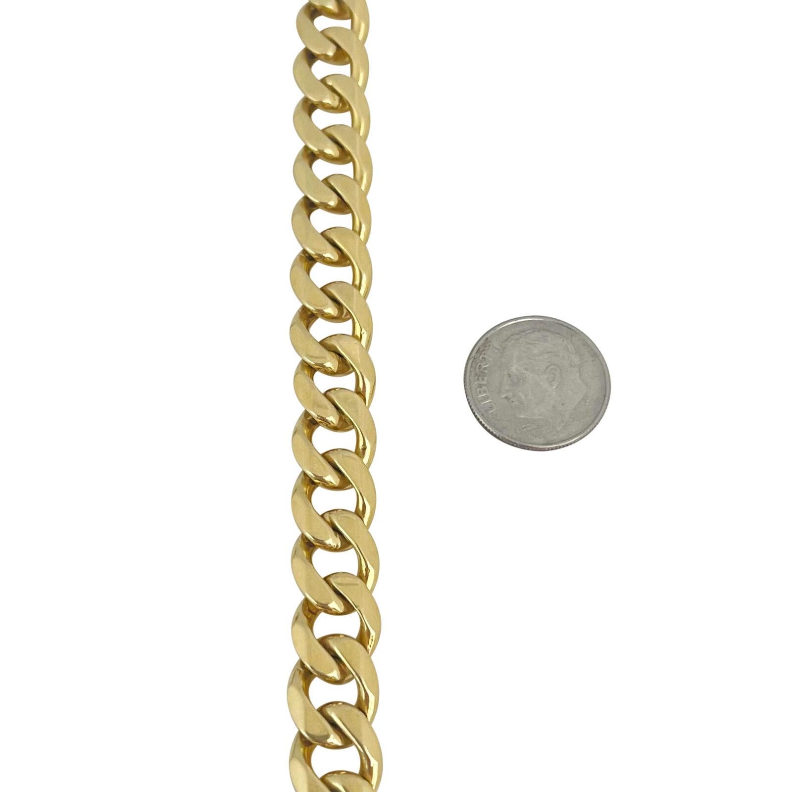 18 Karat Yellow Gold Solid Heavy Men's Curb Link Bracelet For Sale 1