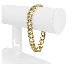 18 Karat Yellow Gold Solid Heavy Men's Curb Link Bracelet