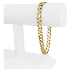 18 Karat Yellow Gold Solid Heavy Men's Curb Link Chain Bracelet