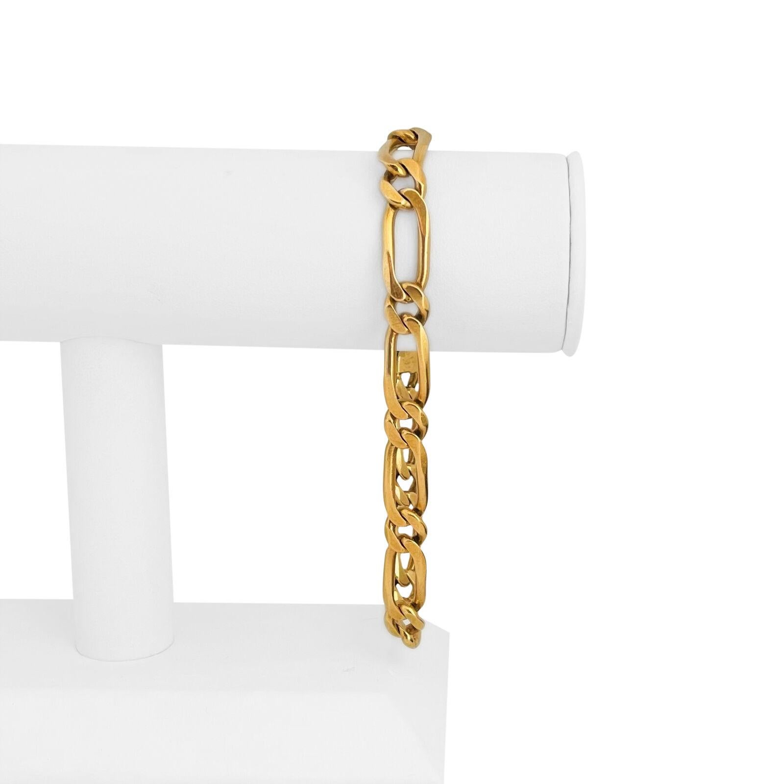18k Yellow Gold 40.6g Solid Heavy Men's 9mm Figaro Link Bracelet 9.5