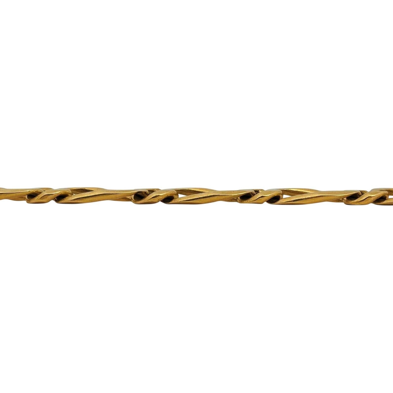 18 Karat Yellow Gold Solid Heavy Men's Figaro Link Bracelet In Good Condition In Guilford, CT