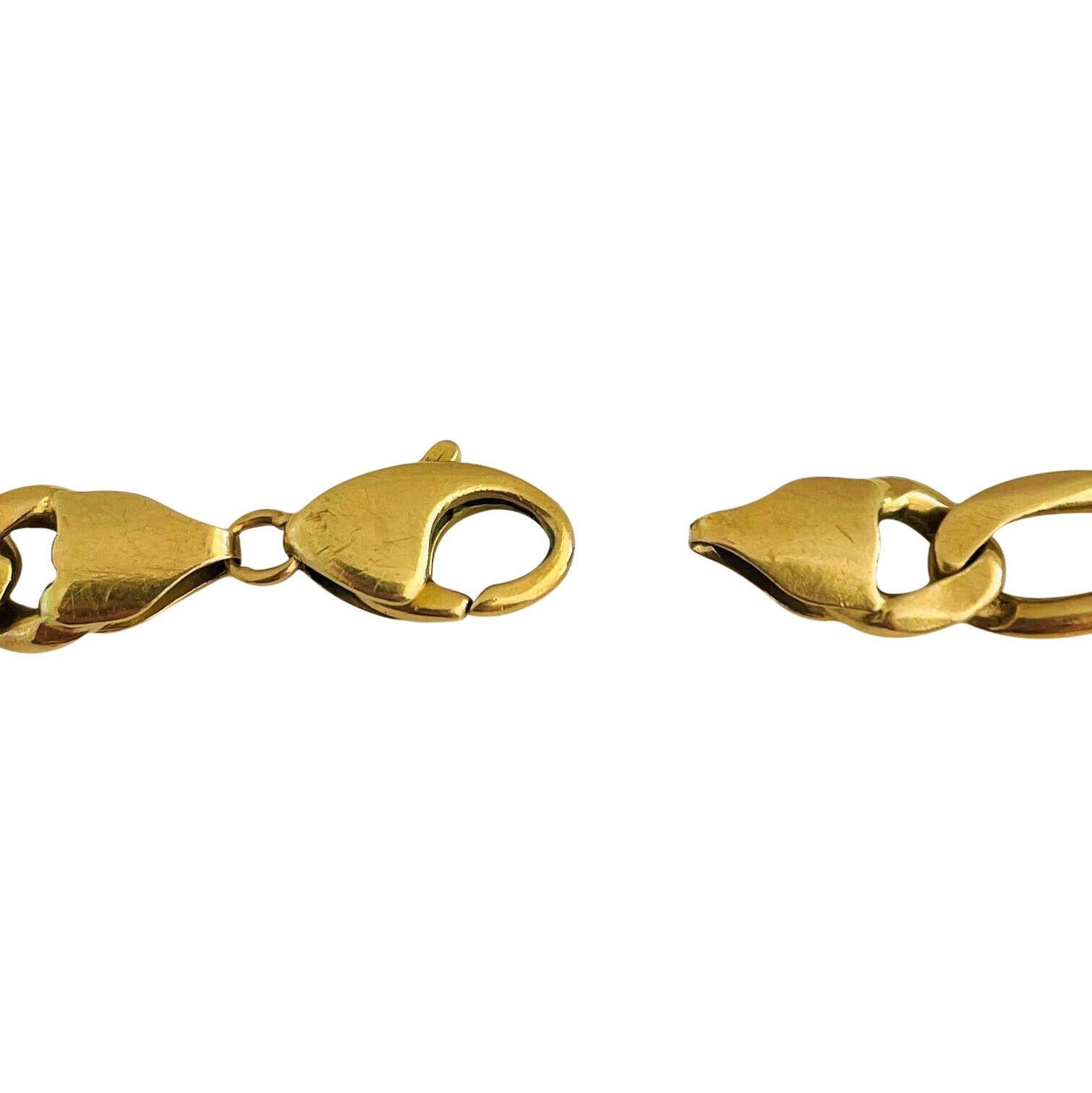 18 Karat Yellow Gold Solid Heavy Men's Figaro Link Bracelet 2