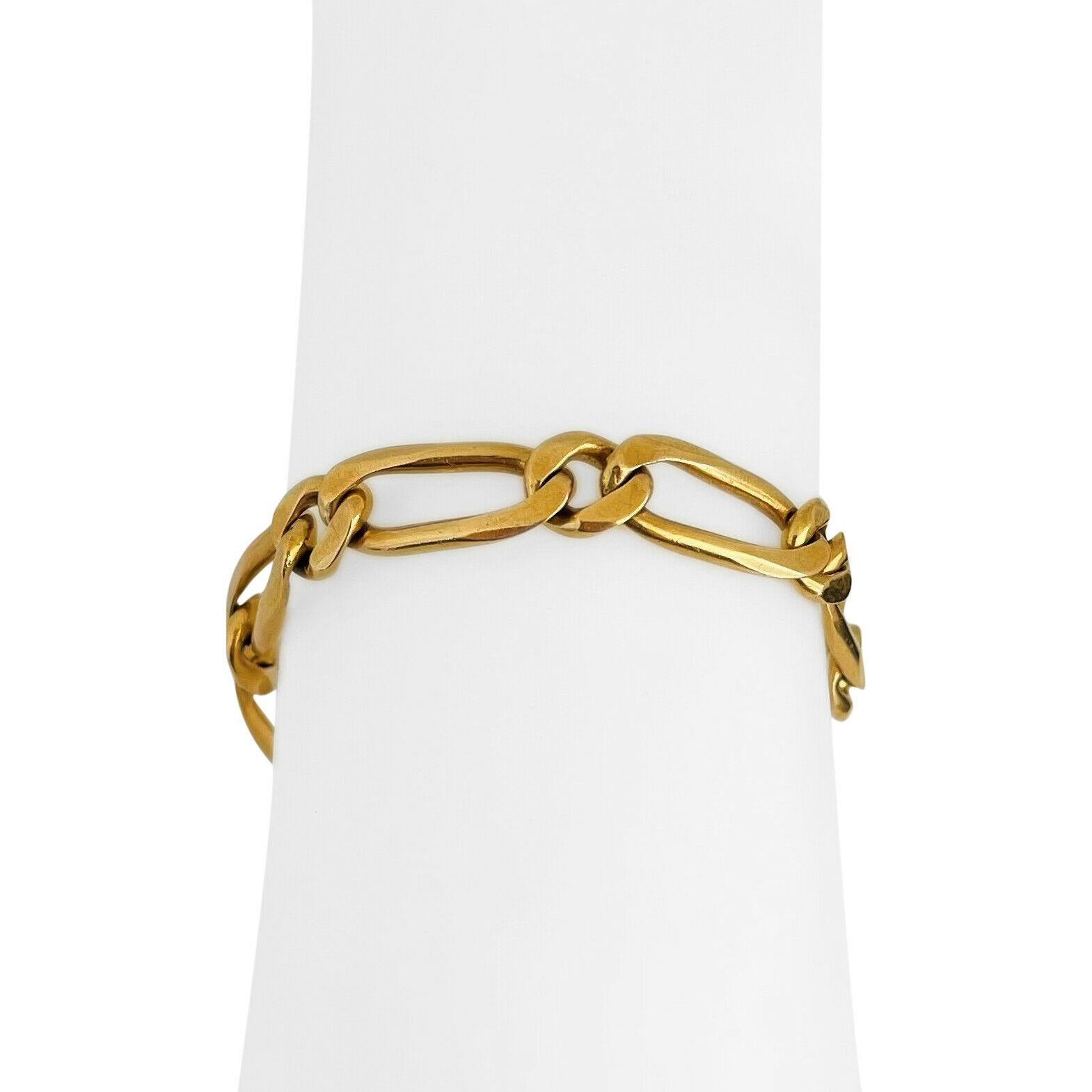 18 Karat Yellow Gold Solid Heavy Men's Figaro Link Bracelet 4