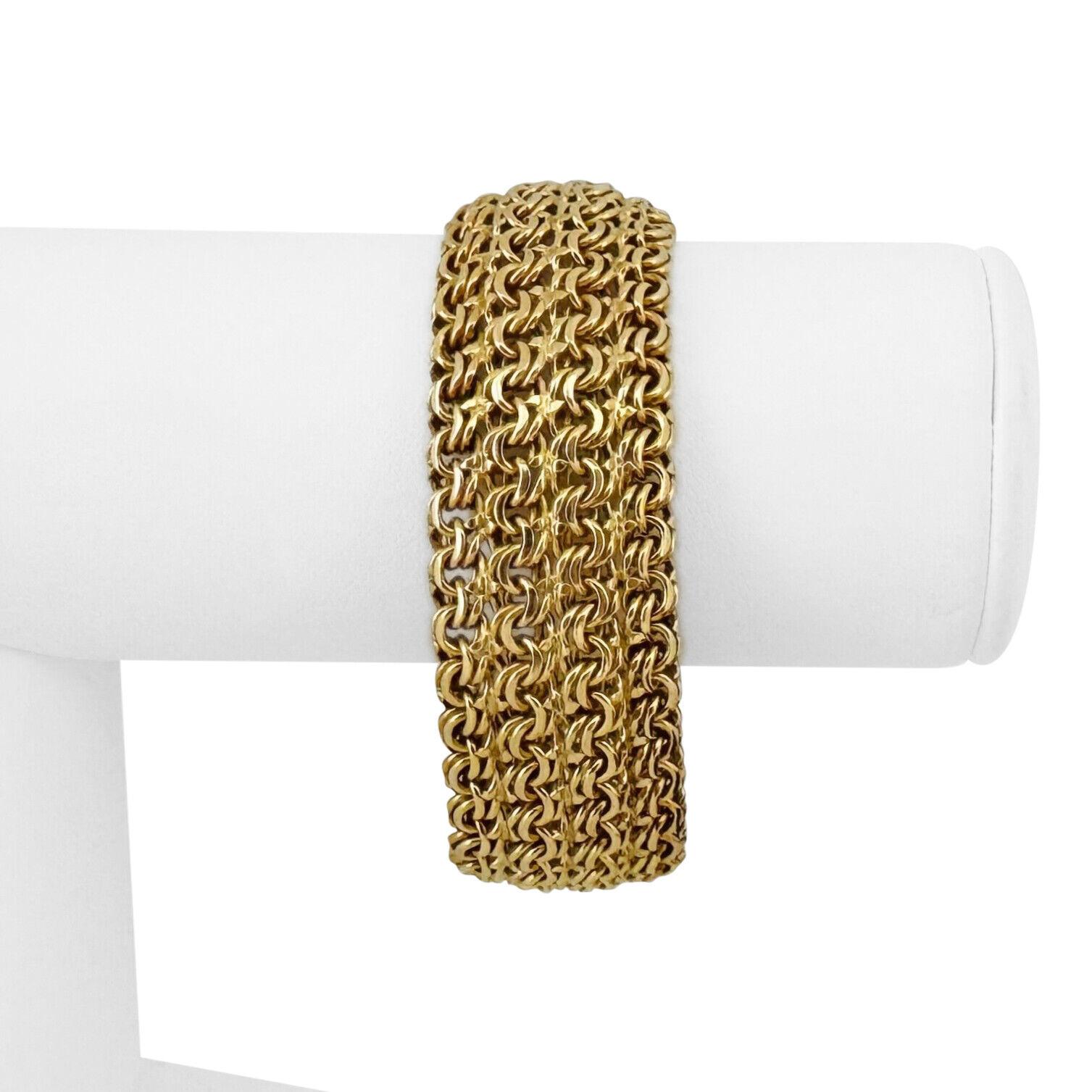 Bracelet en or jaune 18k 71.3g massif lourd 20mm Mesh Circle Link Bracelet 7.5