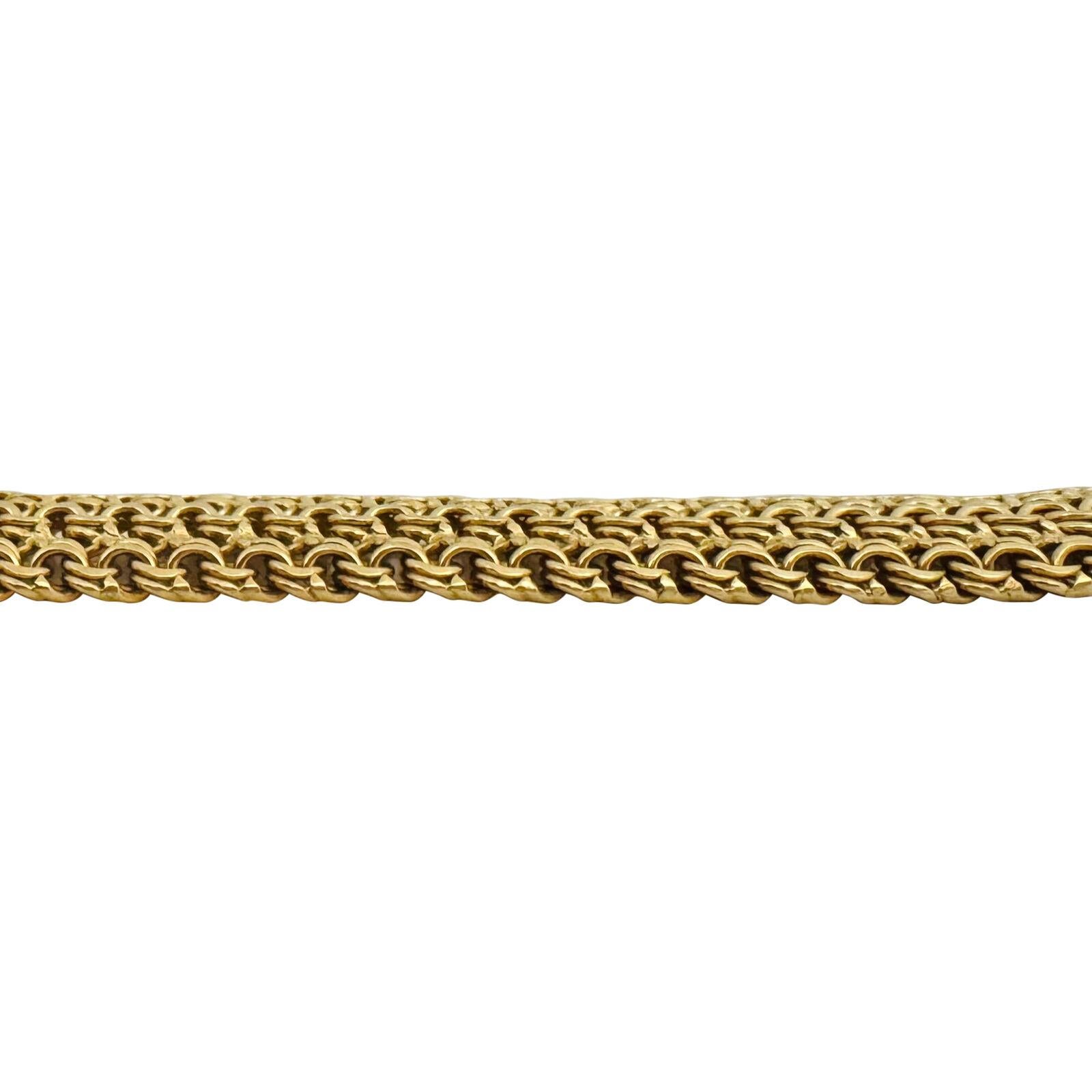 18 Karat Yellow Gold Solid Heavy Mesh Circle Link Bracelet  In Good Condition For Sale In Guilford, CT