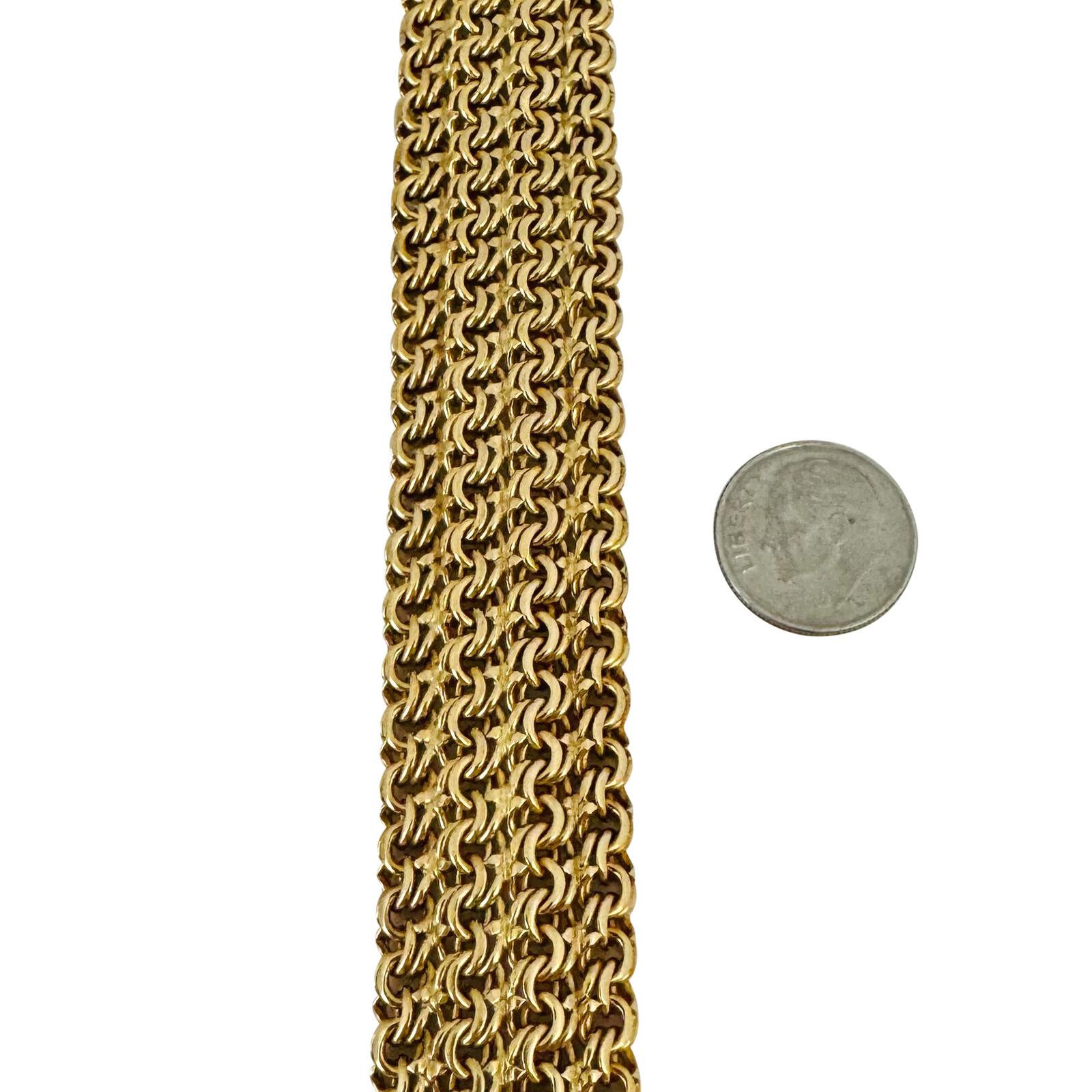 18 Karat Gelbgold Massives, schweres Mesh-Gliederarmband mit Kreisgliedern  für Damen oder Herren