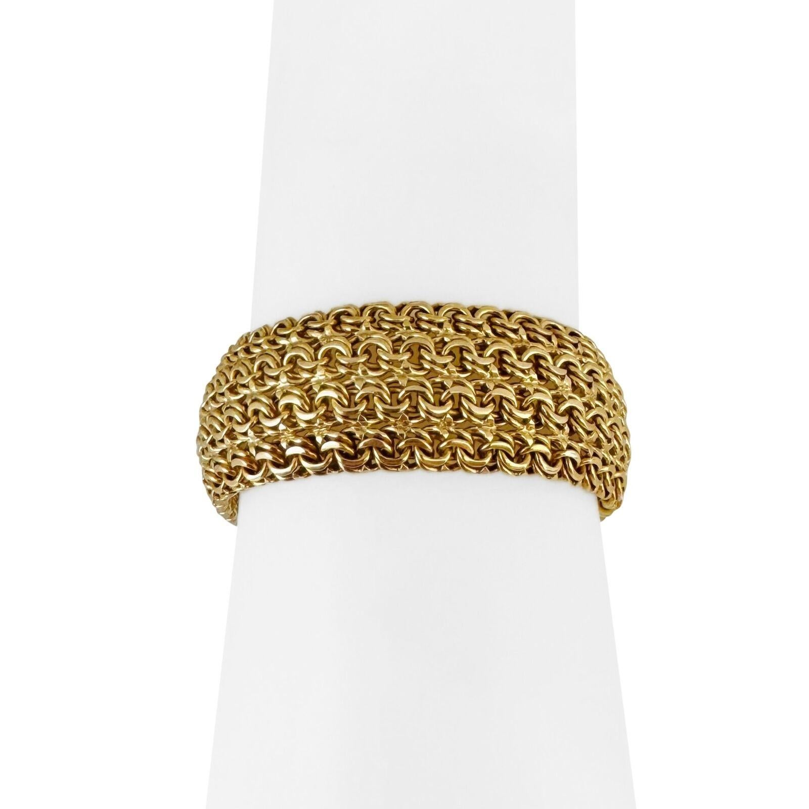 18 Karat Yellow Gold Solid Heavy Mesh Circle Link Bracelet  For Sale 3