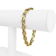 18 Karat Yellow Gold Solid Heavy Twisted Curb Link Bracelet