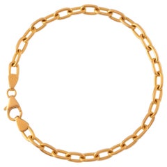 18 Karat Yellow Gold Solid Oval Loop Chain Bracelet