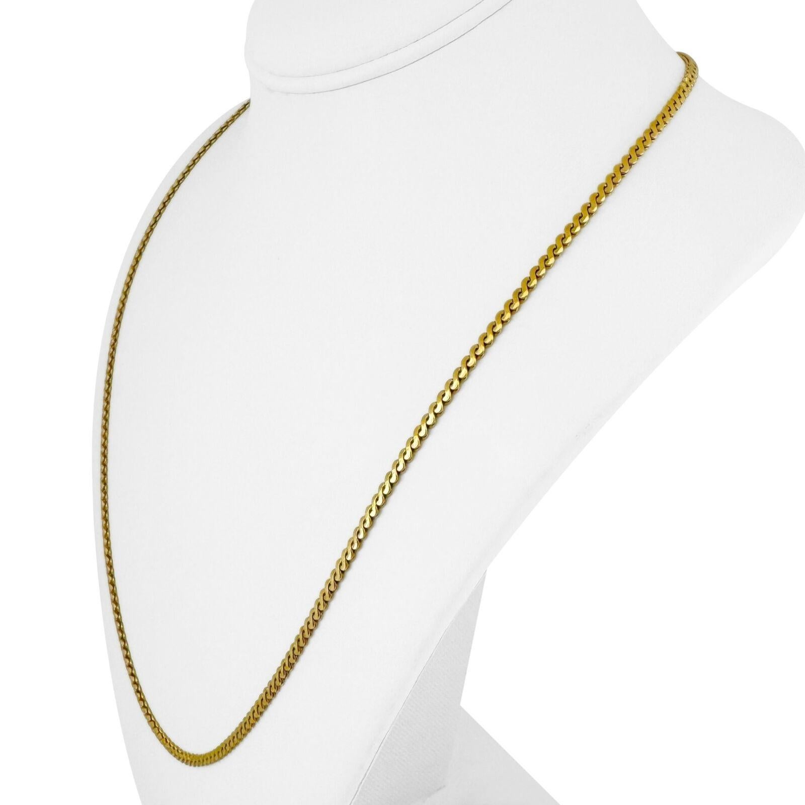 18k Yellow Gold 20.7g Solid 2.5mm Serpentine Link Chain Necklace Italy 23.5