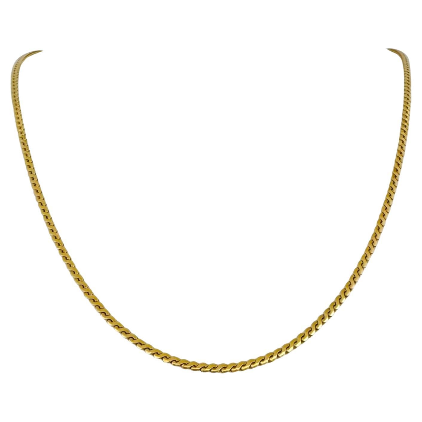 18 Karat Yellow Gold Solid Serpentine Link Chain Necklace Italy 