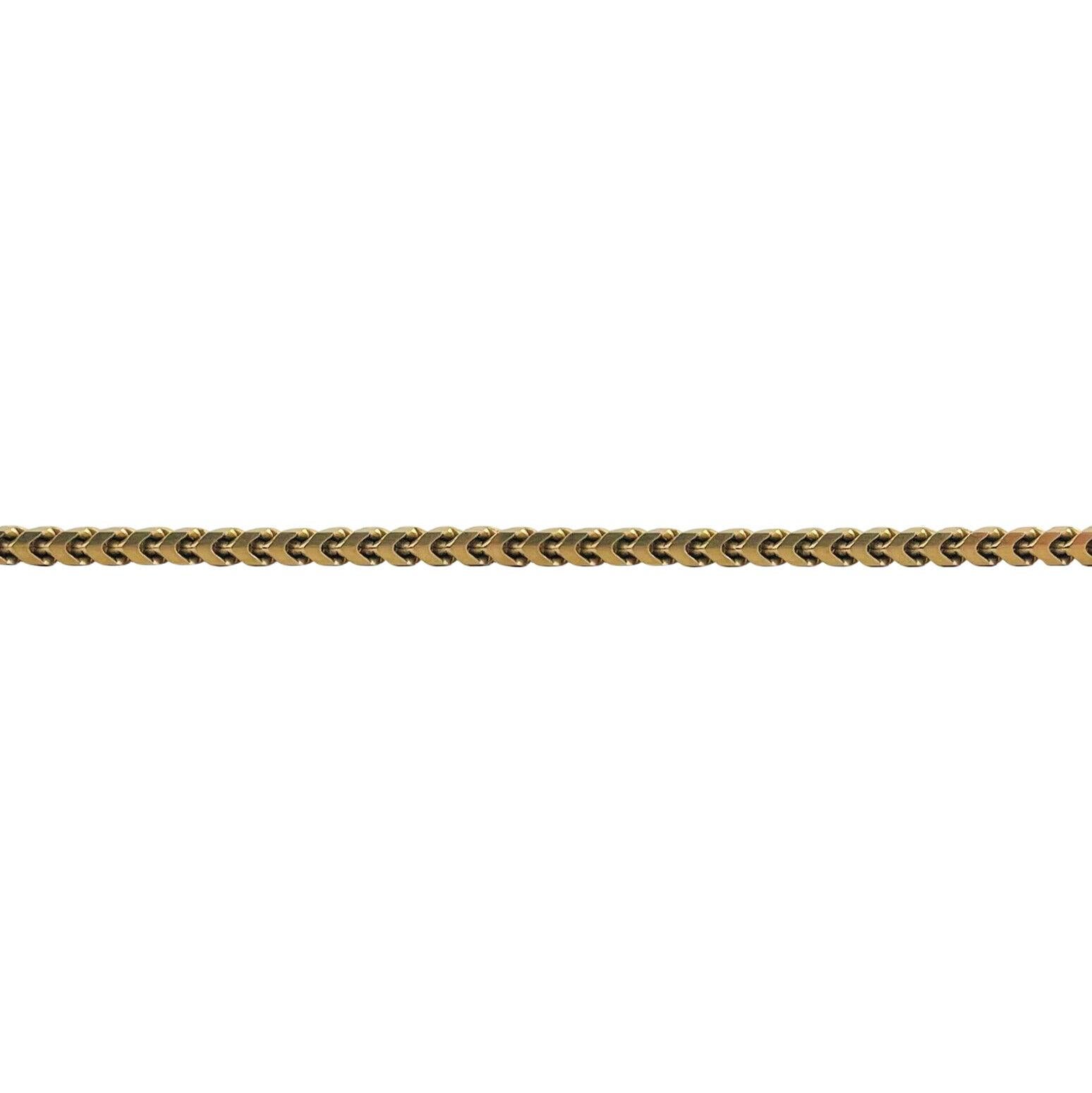 18 Karat Gelbgold Massiv Quadratische Franco Gliederkette Halskette Italien Damen