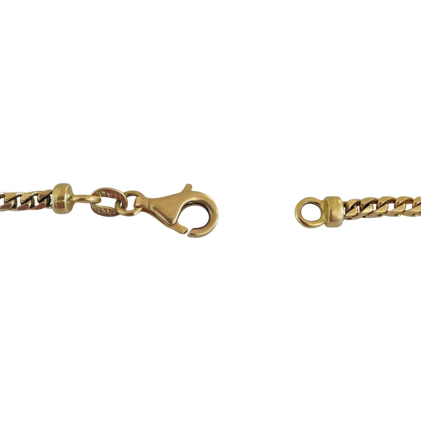 18 Karat Gelbgold Massiv Quadratische Franco Gliederkette Halskette Italien 2