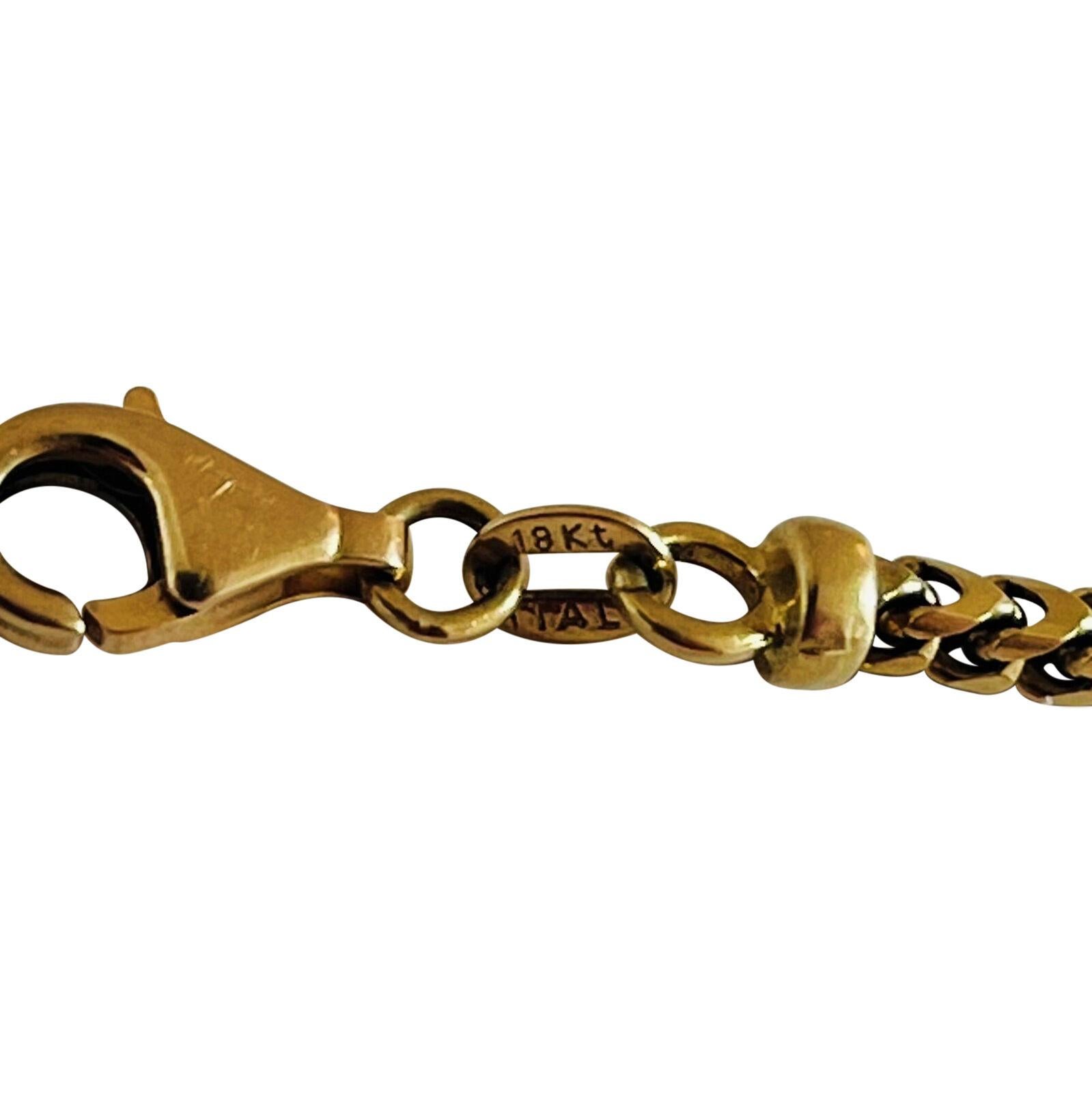 18 Karat Gelbgold Massiv Quadratische Franco Gliederkette Halskette Italien 3