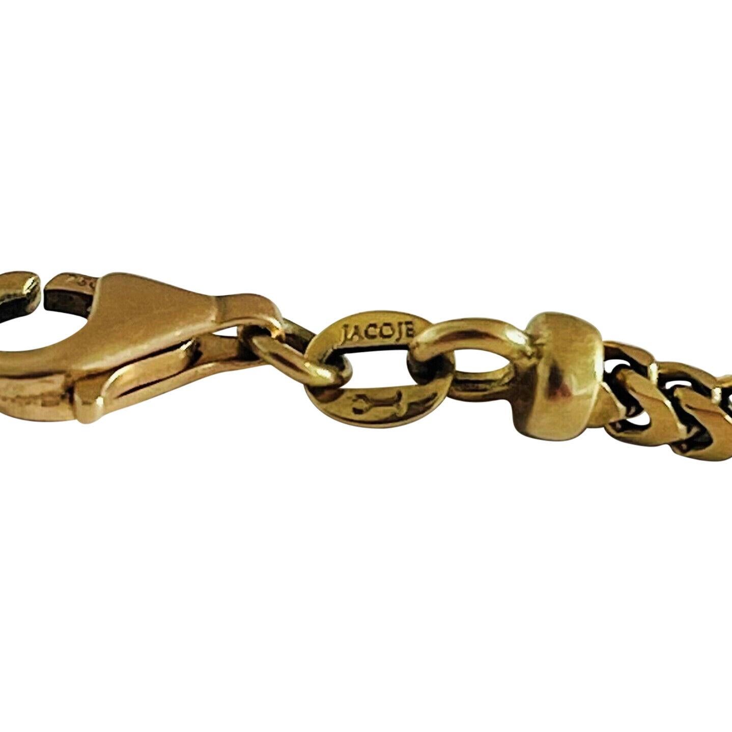 18 Karat Gelbgold Massiv Quadratische Franco Gliederkette Halskette Italien 4