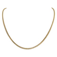 18 Karat Gelbgold Massiv Quadratische Franco Gliederkette Halskette Italien