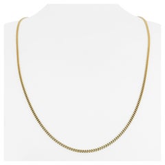 18 Karat Yellow Gold Solid Thin Curb Link Chain Necklace Italy