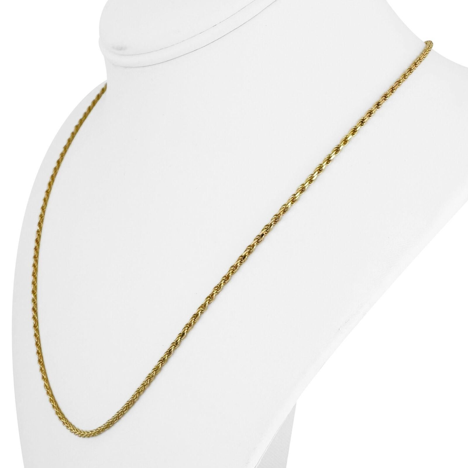 18k Yellow Gold 8.7g Solid Thin 2mm Diamond Cut Rope Chain Necklace Italy 20