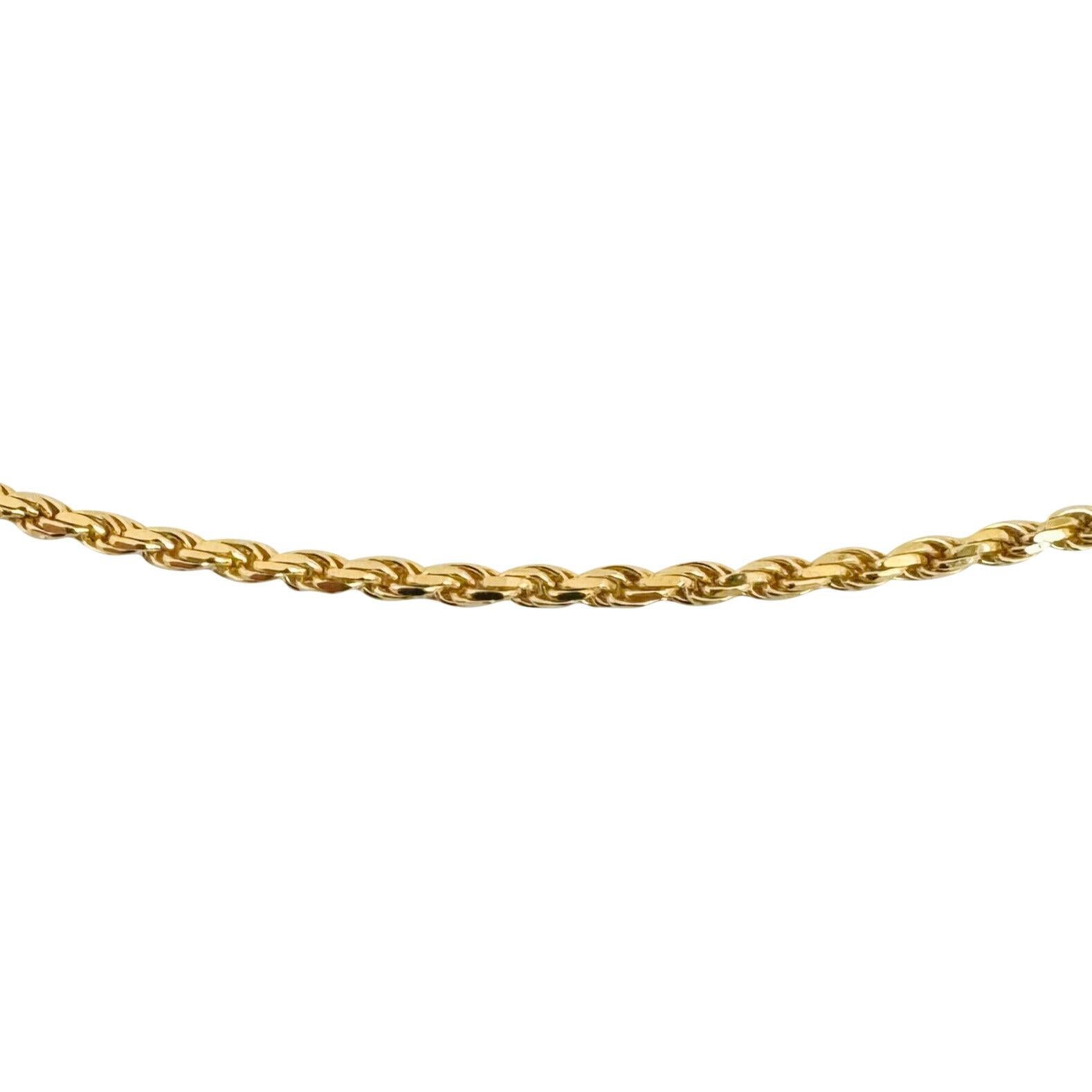18 Karat Yellow Gold Solid Thin Diamond Cut Rope Chain Necklace Italy  In Good Condition In Guilford, CT