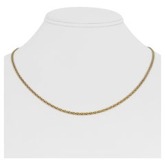 18 Karat Yellow Gold Solid Thin Flattened Fancy Link Chain Necklace