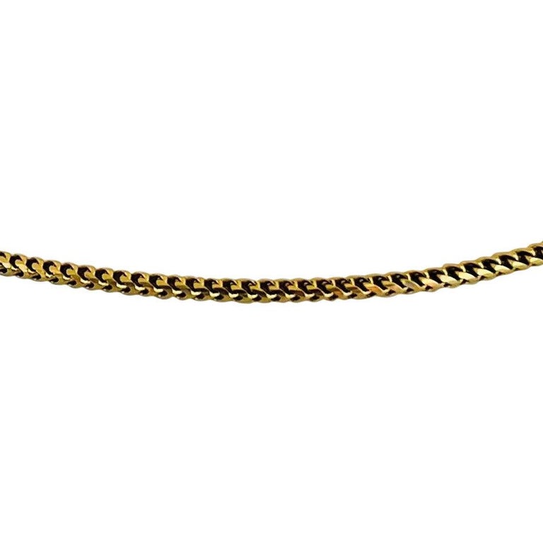 18 Karat Yellow Gold Solid Thin Franco Link Chain Necklace Italy  In Good Condition For Sale In Brandford, CT