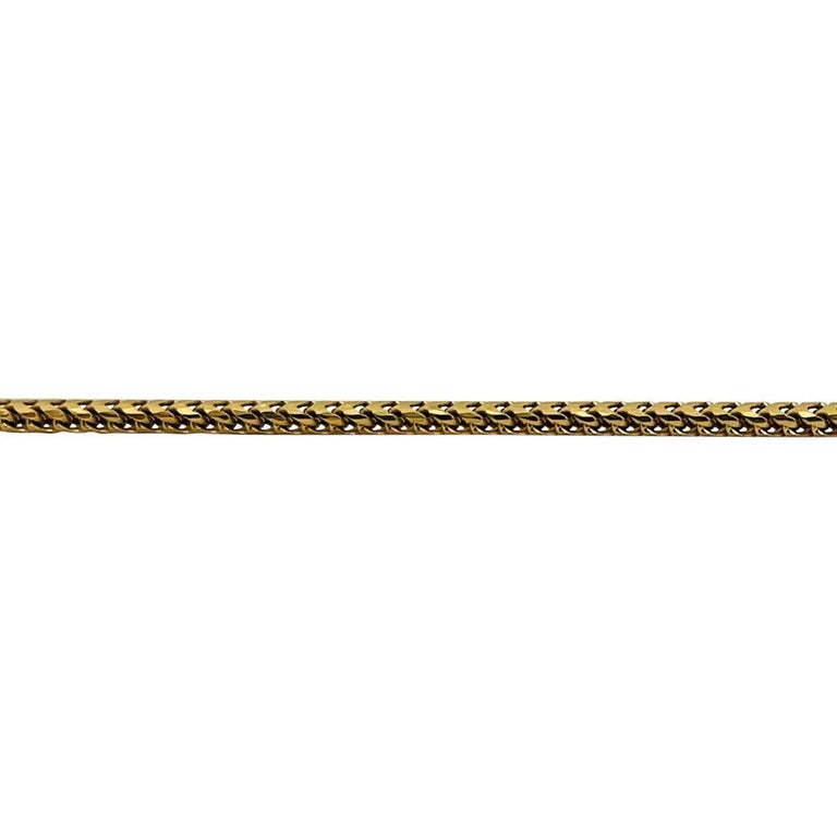 Women's or Men's 18 Karat Yellow Gold Solid Thin Franco Link Chain Necklace Italy  For Sale