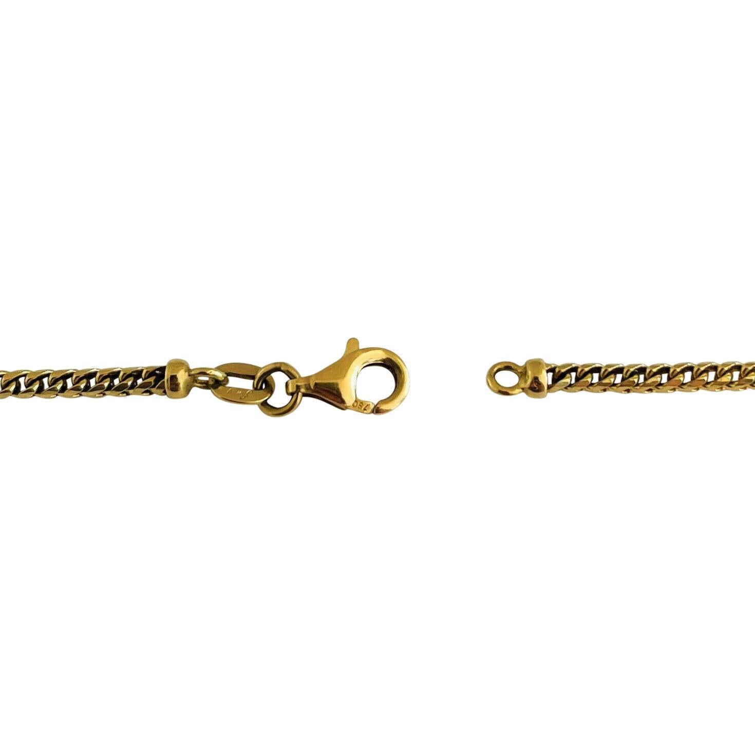 Women's or Men's 18 Karat Yellow Gold Solid Thin Franco Link Chain Necklace Italy 