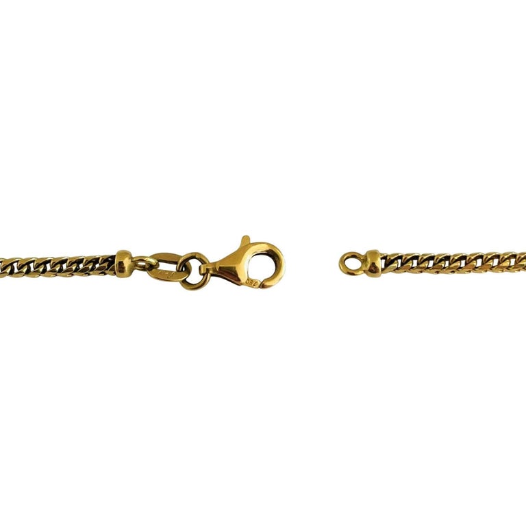 18 Karat Yellow Gold Solid Thin Franco Link Chain Necklace Italy  For Sale 2