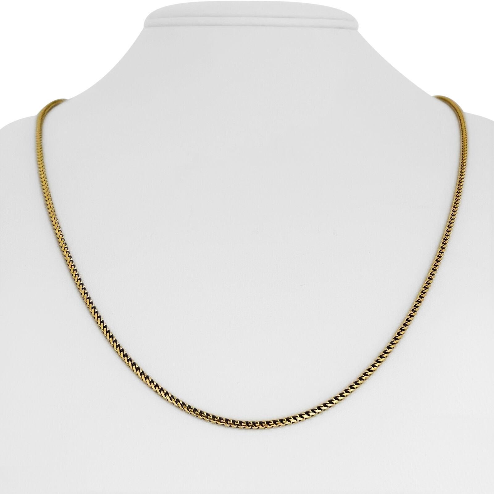 18 Karat Yellow Gold Solid Thin Franco Link Chain Necklace Italy  3
