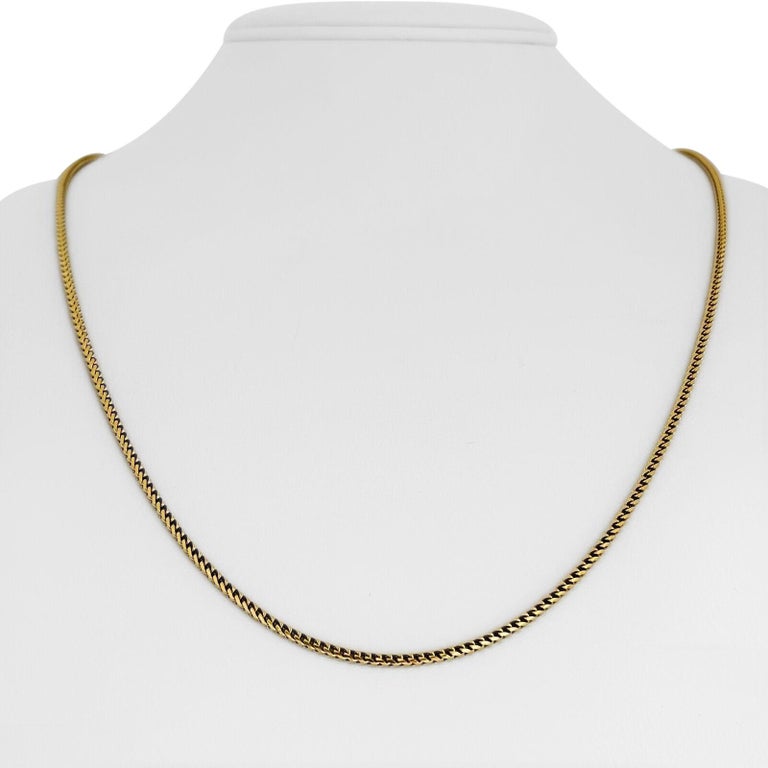 18 Karat Yellow Gold Solid Thin Franco Link Chain Necklace Italy  For Sale 5