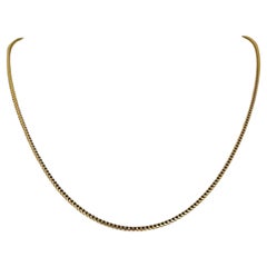18 Karat Yellow Gold Solid Thin Franco Link Chain Necklace Italy