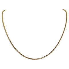 18 Karat Yellow Gold Solid Thin Franco Link Chain Necklace Italy 