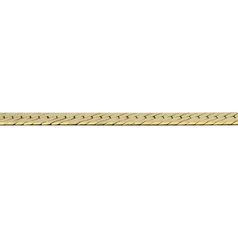 Women's or Men's 18 Karat Yellow Gold Solid Thin Herringbone Link Chain Necklace Italy 
