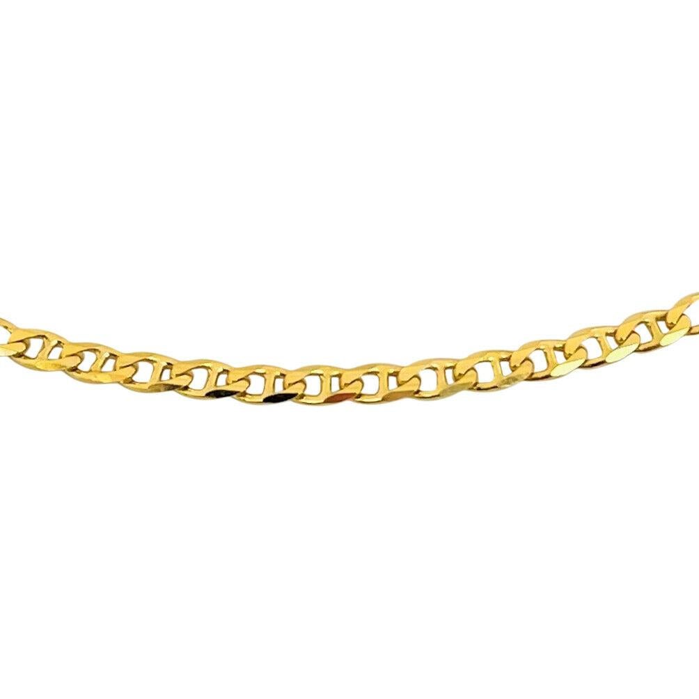 18 Karat Yellow Gold Solid Thin Mariner Gucci Link Chain Necklace In Good Condition In Guilford, CT