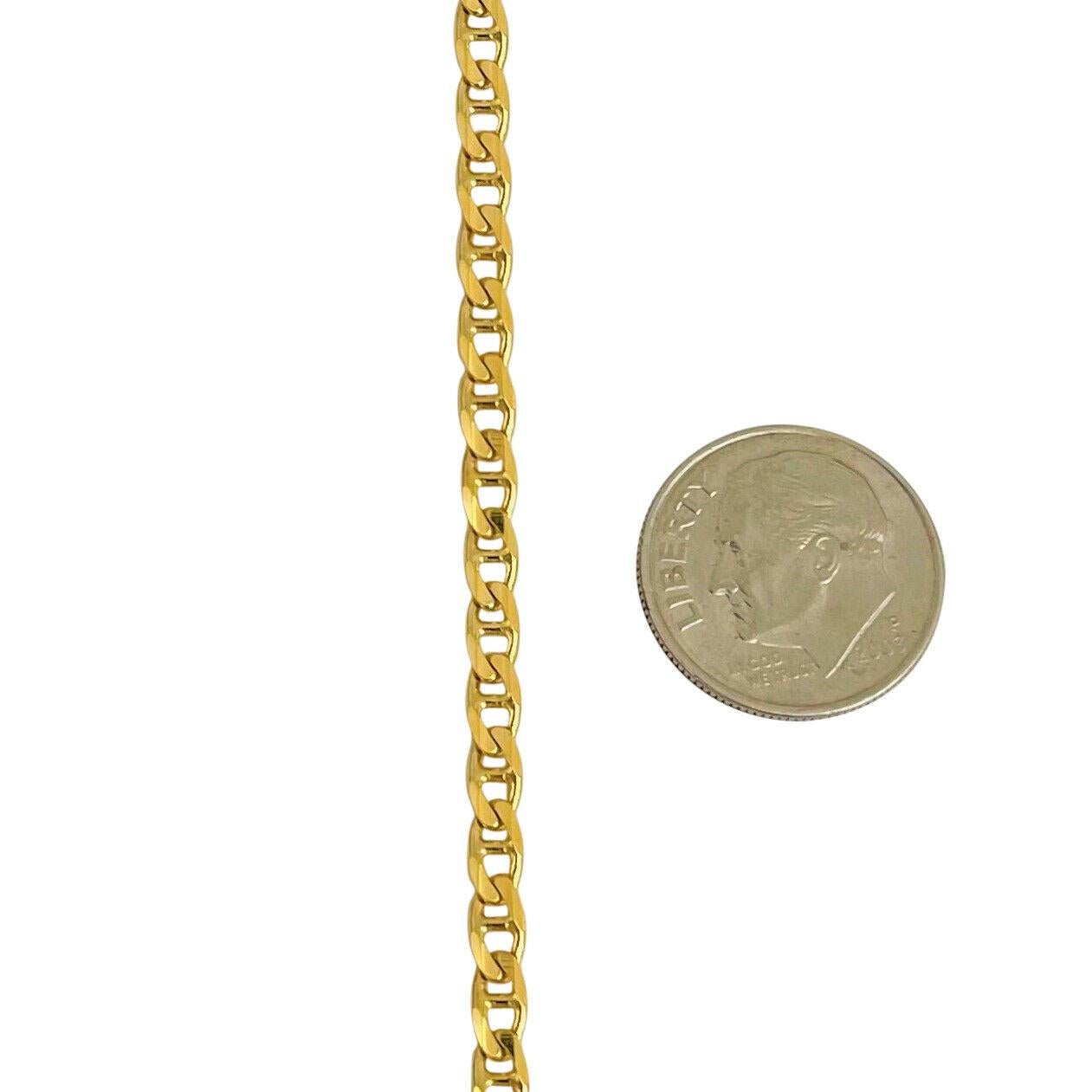 18 Karat Yellow Gold Solid Thin Mariner Gucci Link Chain Necklace 1