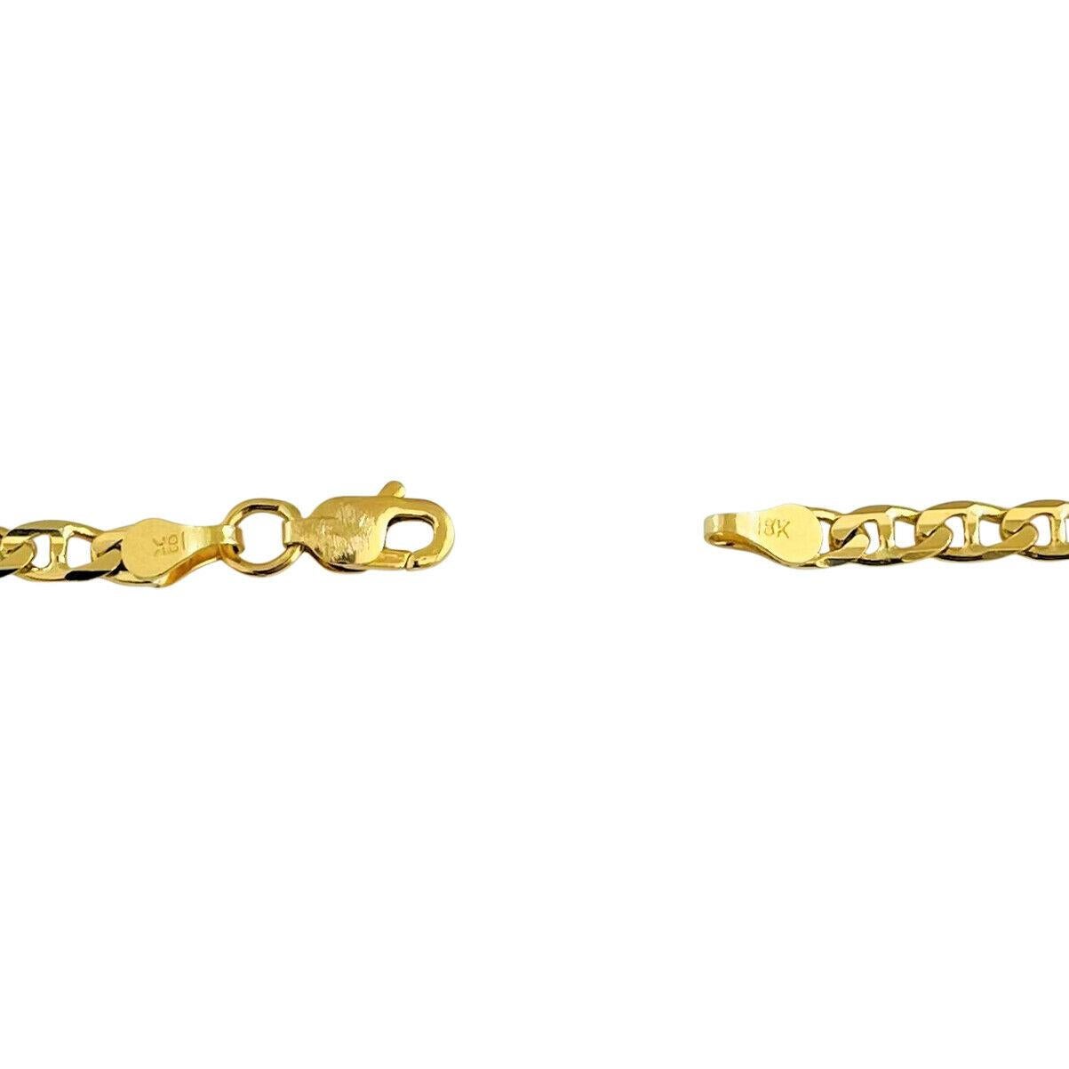 18 Karat Yellow Gold Solid Thin Mariner Gucci Link Chain Necklace 2