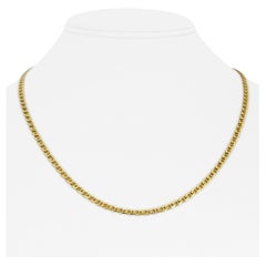 18 Karat Yellow Gold Solid Thin Mariner Gucci Link Chain Necklace
