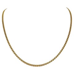 18 Karat Yellow Gold Solid Thin Mariner Gucci Link Chain Necklace, Italy