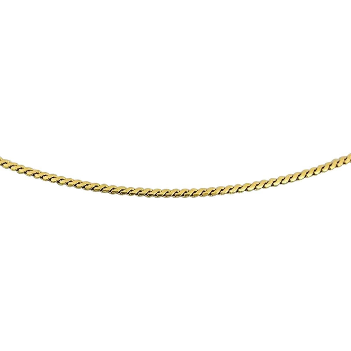 18 Karat Yellow Gold Solid Thin Serpentine Link Chain Necklace, Italy In Good Condition In Guilford, CT