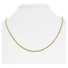 18 Karat Yellow Gold Solid Thin Serpentine Link Chain Necklace, Italy