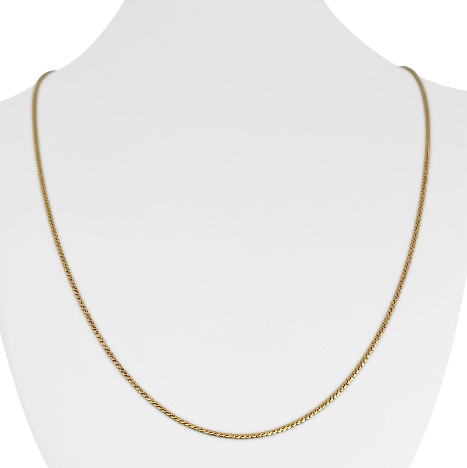 18 Karat Yellow Gold Solid Thin Serpentine Link Chain Necklace Italy For Sale at 1stDibs