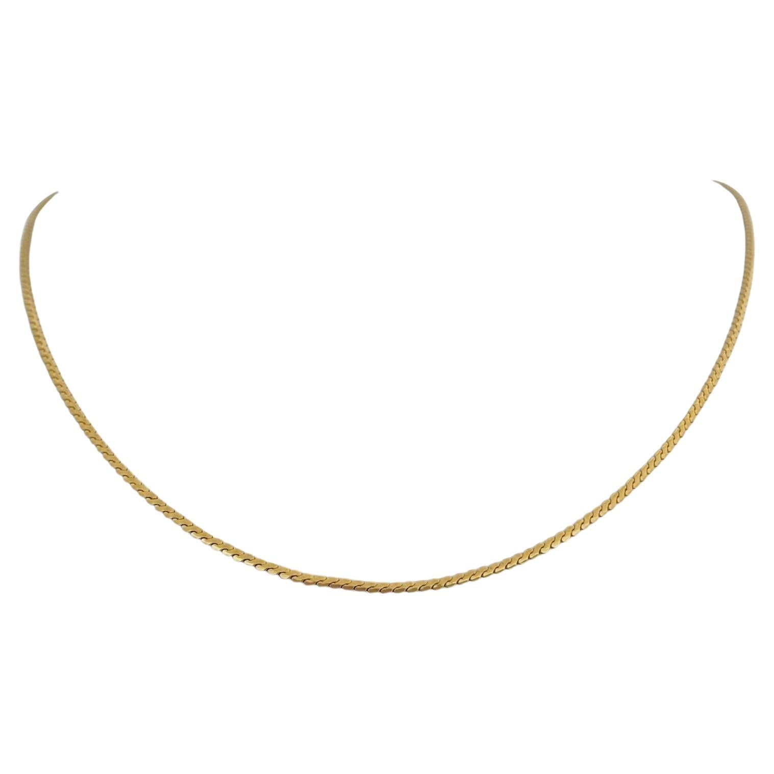 18 Karat Yellow Gold Solid Thin Mariner Gucci Link Chain Necklace, Italy For Sale at 1stDibs