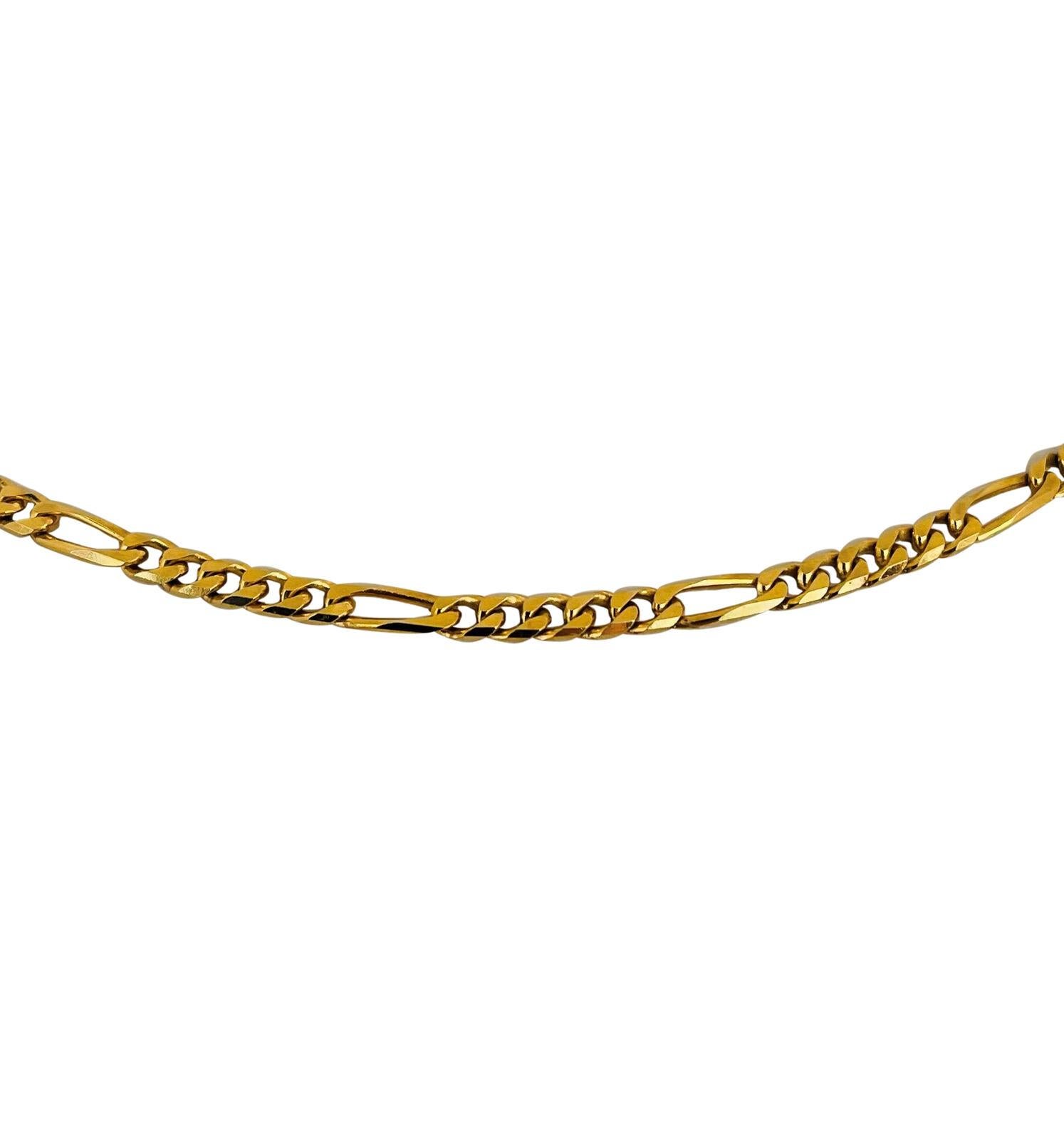 18 Karat Yellow Gold Solid UnoAErre Figaro Link Chain Necklace, Italy In Good Condition In Guilford, CT