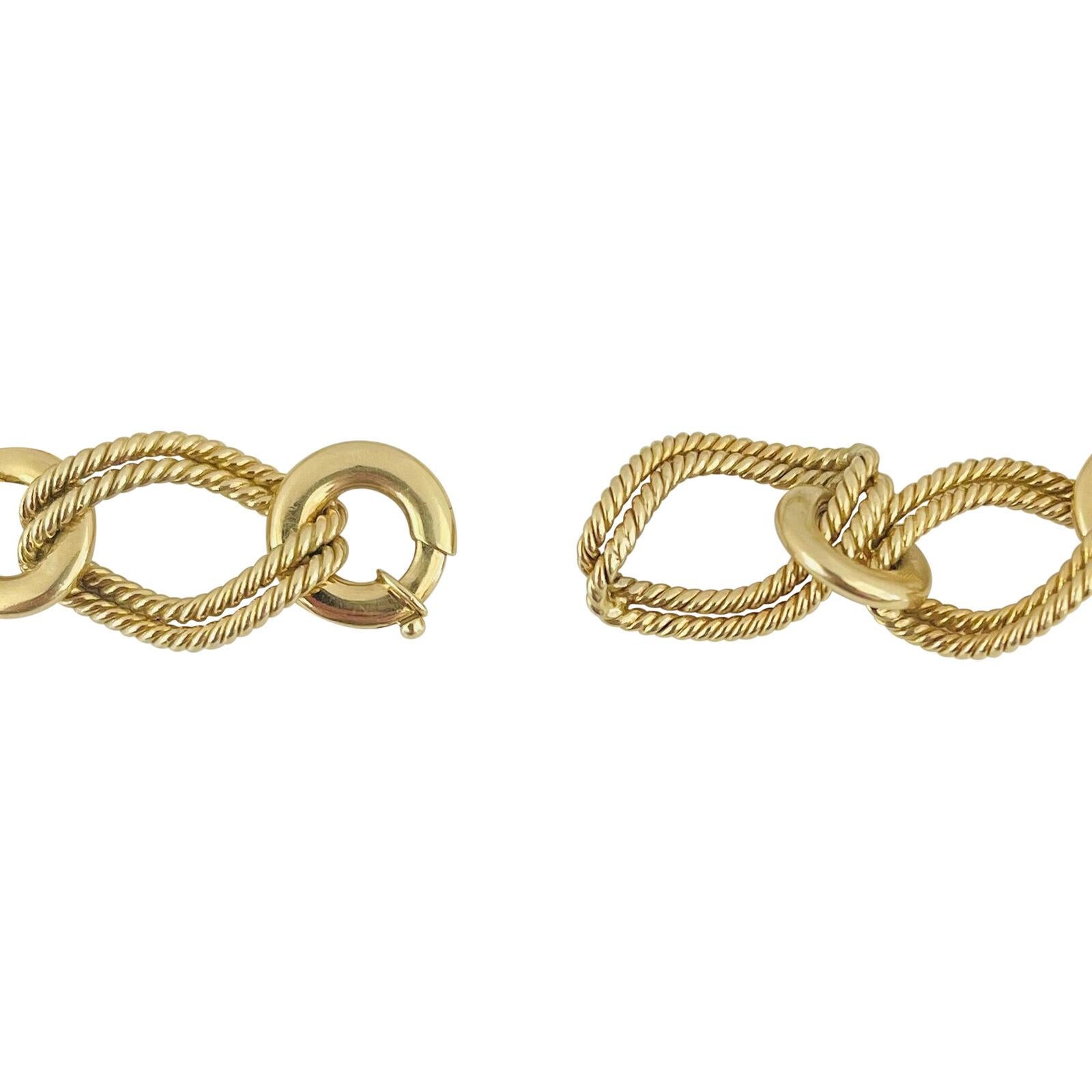 Women's or Men's 18 Karat Yellow Gold Solid Vintage Fancy Cable Link Bracelet, Italy