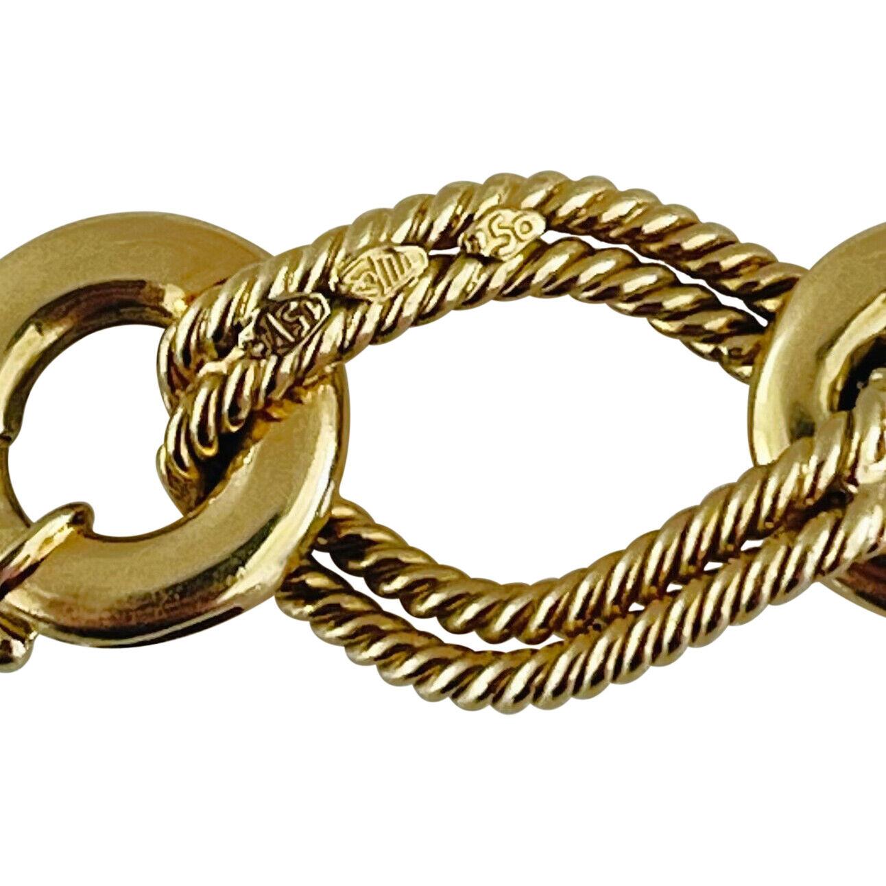 18 Karat Yellow Gold Solid Vintage Fancy Cable Link Bracelet, Italy 1