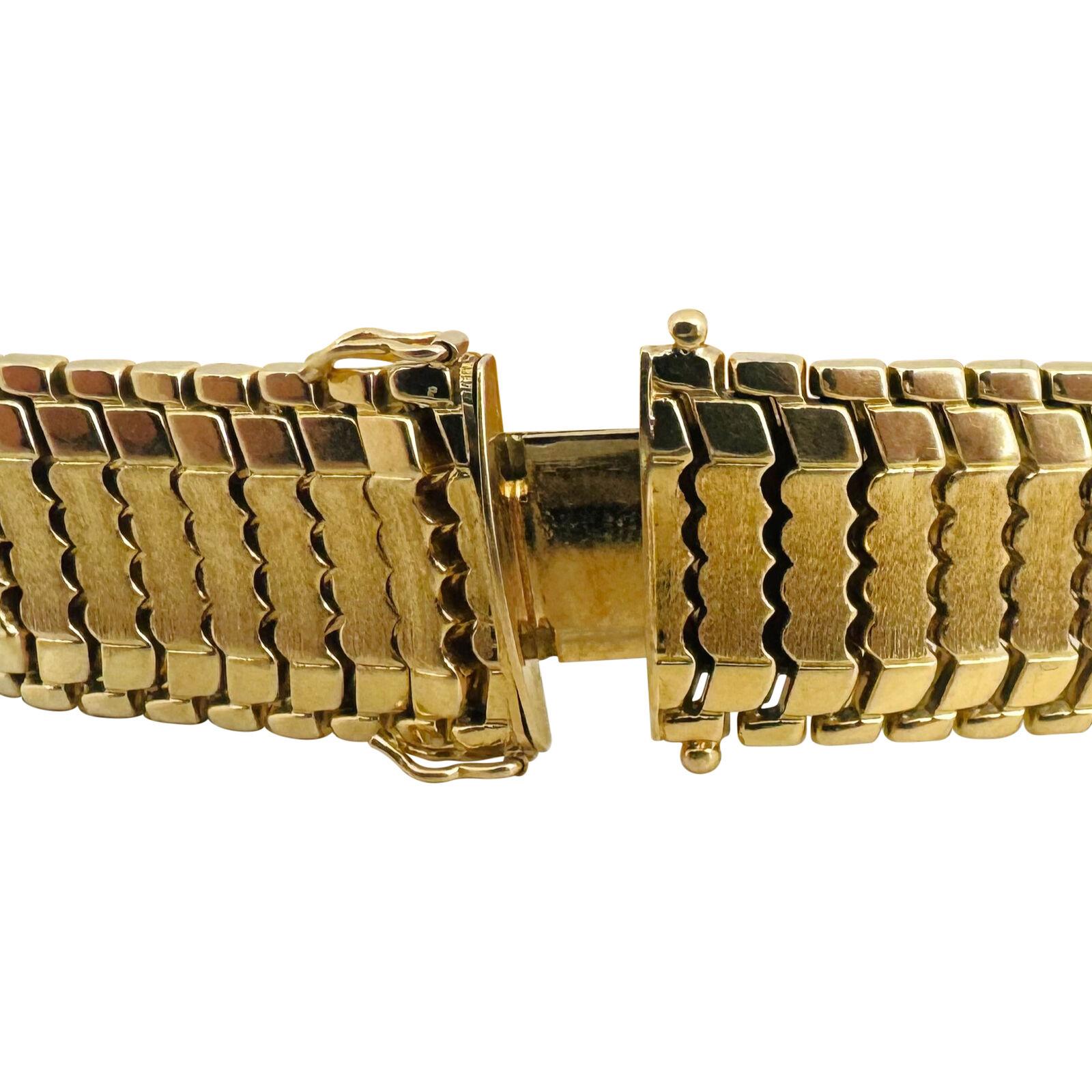 18 Karat Yellow Gold Solid Vintage Fancy Link Bracelet Italy  1