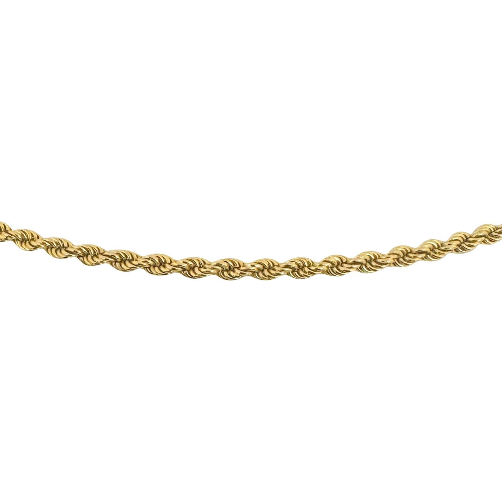 18 Karat Yellow Gold Solid Vintage Rope Chain Necklace  In Good Condition In Guilford, CT